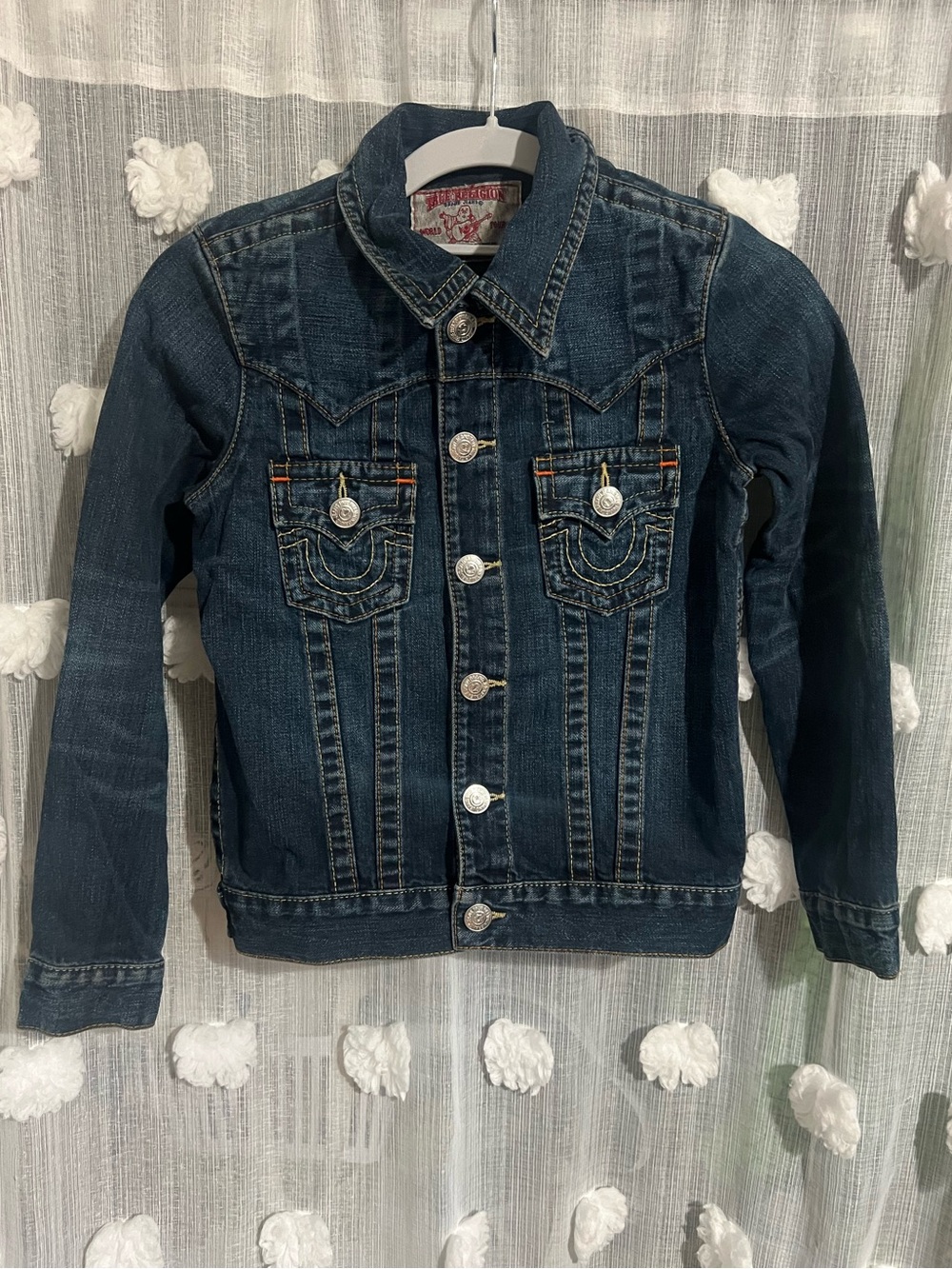 True Religion Kids Dark Blue Denim Jacket with Signature Stitching